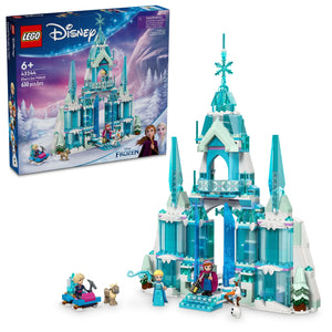 Unleash your imagination with the Legos - Toyhouse LEGO® Disney™ Elsa's Ice Palace set. This captivating buildable toy showcases a beautiful blue and white palace, intricately decorated with snowflake motifs. It includes mini-figures of Elsa, Anna, Olaf, and more, surrounded by magical snow and icy elements.