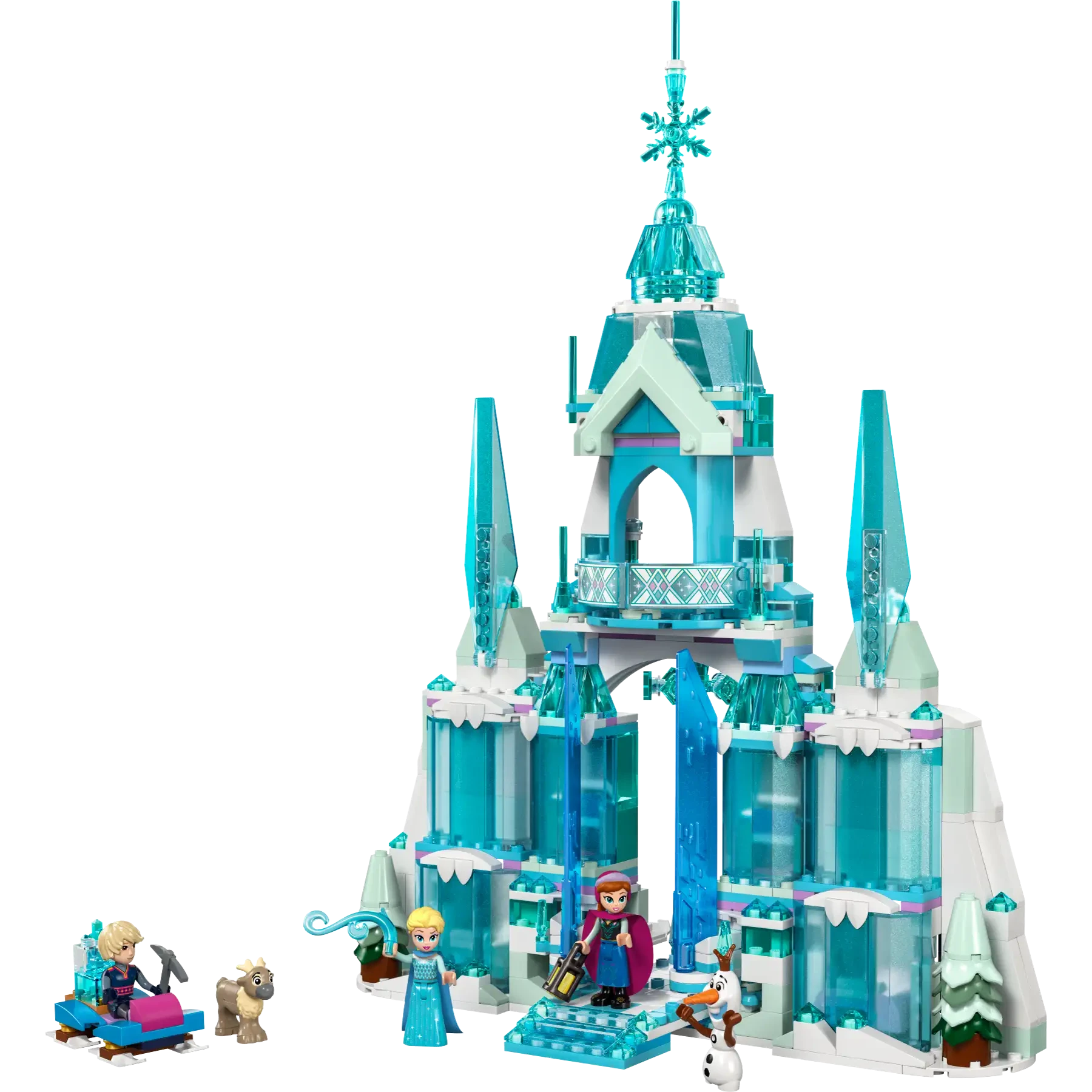Embark on a magical journey with the LEGO® Disney™ Elsa's Ice Palace from Legos - Toyhouse. This captivating buildable toy set features mini-figures such as a snowman and other winter-themed characters, all beautifully situated within structures of icy blue and white, offering endless opportunities for imaginative play.