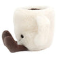 The Jellycat Amuseables Espresso Cup is a white plush with cute animal features, including a brown trunk-like handle and round black eyes.