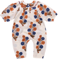 The Pink Chicken Baby Girls' Dary Jumper features a Buttercup Floral print in orange and blue, short sleeves, a scalloped collar, and front buttons.