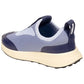 A single blue Kids’ Robbie Dash Sneaker by Native Shoes is displayed against a white background. Featuring a white sole, black outsole, and a convenient pull tab at the heel, this shoe is crafted with breathable mesh for all-day comfort and easy slip-on styling. It also includes a cushy midsole to support growing feet.