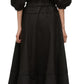 A person is seen elegantly from the back, wearing the 3.1 Phillip Lim V Neck Dress with gathered sleeves, a black, long-sleeved dress featuring belle sleeves and a gathered waist, crafted from luxurious Italian ottoman cotton.