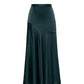 The Tess Silk Charmeuse Skirt by Adam Lippes features dark teal satin, an asymmetrical seam, and a chic bias cut that flares from the waist.