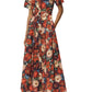 Wearing the Leighton Dress by Adam Lippes in Italian cotton poplin with a vibrant floral print, paired with light-colored calf-length boots.
