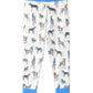 The Boys’ Bandana Dogs Bamboo Pajama Set by Hatley features white pajama pants with blue cuffs and a playful print of illustrated dogs wearing colorful scarves and collars, making these bamboo pajamas perfect for kids’ sleepwear.