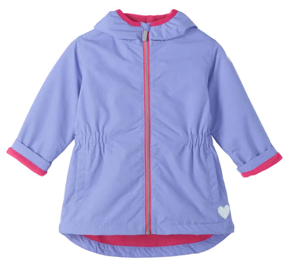 Inspired by classic field jackets, the Hatley Girls’ Pretty Bows Reveal Field Jacket comes in a light purple shade and features a playful pink lining, matching pink zipper, an elastic waist, and a charming white heart on the lower front—making it an ideal raincoat that girls will love for everyday adventures.