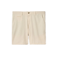 Nassau Shorts by Johnnie-O feature a beige Bermuda-style design crafted from lightweight fabric, with belt loops, side pockets, a single back pocket, and a front button closure. These shorts are made using a garment-dye process for enhanced softness and unique color depth, shown against a white background.