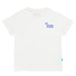 The Boys’ Surf Club Good Vibes Vintage Tee by Feather 4 Arrow is a white t-shirt made from premium cotton, adorned with a small blue “Good Vibes” text and a palm tree graphic on the upper left chest—capturing the laid-back spirit of the Good Vibes x Surf Club.