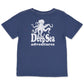 Introducing the Feather 4 Arrow Baby Boys’ and Boys’ Deep Sea Adventures Vintage Tee, a navy blue comfy t-shirt made from premium cotton, adorned with a white octopus graphic and “Deep Sea Adventures” printed on the back for a soft, vintage hand feel.
