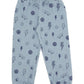 The Feather 4 Arrow Baby Boys’ and Boys’ Icon Hacci Set features light blue children’s sweatpants crafted from soft hacci fabric, decorated with navy blue graphics like skateboards, lightning bolts, peace signs, smiley faces, and yin-yang symbols. This cozy kids loungewear set includes a matching top and bottoms with a drawstring waist and elastic cuffs for comfort.