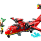The LEGO® City Fire Rescue Plane set by LEGO® includes a firefighter plane, two minifigures, a fire scene, water elements, and a drone for exciting rescue play.