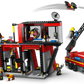 The LEGO® Fire Station with Fire Truck set by LEGO® includes firefighters, a truck, flame, drone, rescue dog, and a two-story building for endless firefighting adventures.