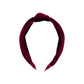 Pink Chicken Girls’ Holly Headband in deep red burgundy velour with a knotted detail at the top, perfect for a holiday wardrobe.
