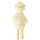 Flora the Duckling, Mauve - Regular 20" by Cuddle + Kind is a knitted plush toy shown from the back, with textured wings and a tuft on its head, standing as if dancing near a sparkling river amid imaginary wildflowers.