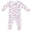 Baby Girls' 2-Way Zipper Ruffle Back Zipper Footie - Football Cheer Nursery