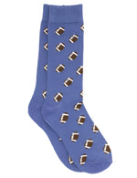 Properly Tied Lucky Duck Socks feature a playful design of brown and white footballs on blue dress socks, crafted by Properly Tied.