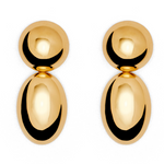 Introducing the LIÉ STUDIO Klara Earrings by Lie Studio: a pair of gold double oval drop earrings featuring an antique silhouette and a reflective surface.