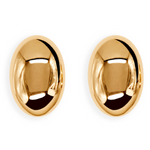 The Lie Studio Luna Earrings are gold oval-shaped stud earrings featuring a high-polished finish.