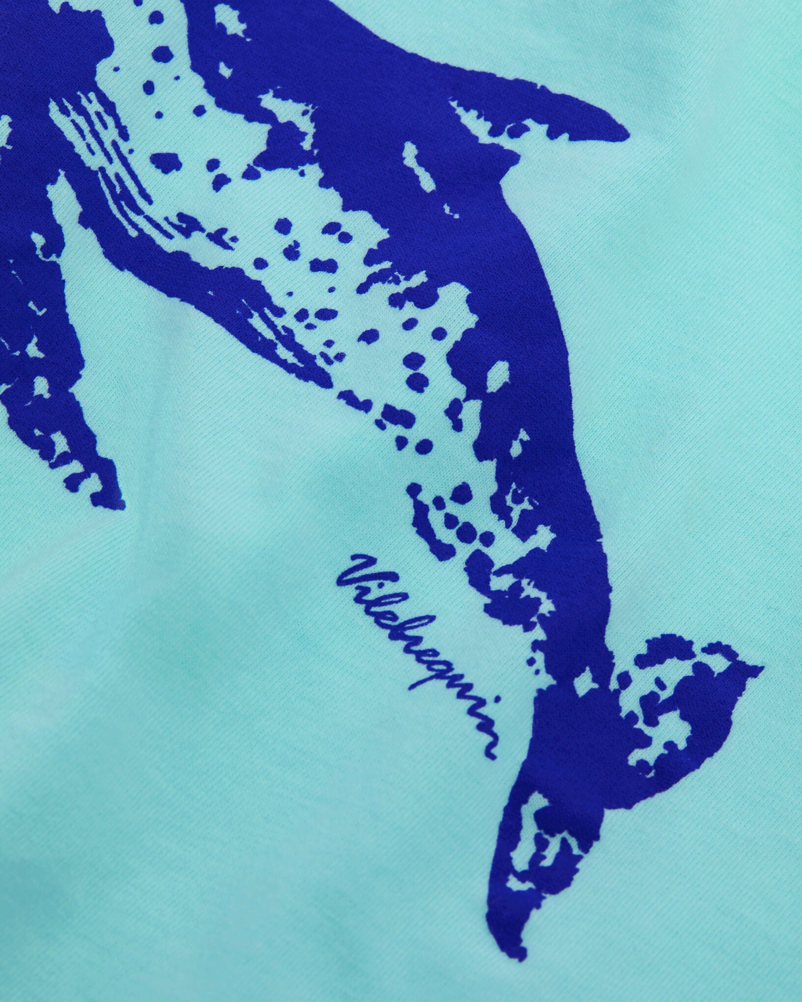 The Boys' Whale Tee by Vilebrequin features a blue whale illustration and logo on light blue, ultra-soft organic cotton.