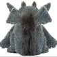 A gray, furry plush toy named the Growlston Gargoyle by Jellycat is pictured from the back, displaying its pointed ears, large wings, and bushy tail—this adorable creature perfectly captures whimsical charm.