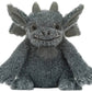 The Jellycat Growlston Gargoyle plush toy features a gray design with large ears, two horns, round eyes, and a smiling face. It is shown sitting upright against a white background.
