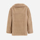 Back view of a tan, mink-effect Herno Mink Faux Fur Jacket with a wide collar and mid-length silhouette.