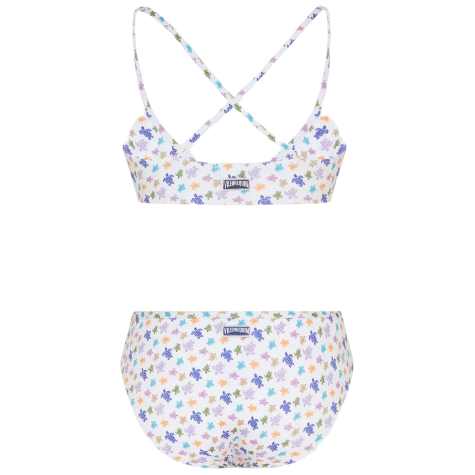 Turtle-patterned bikini set on a white background