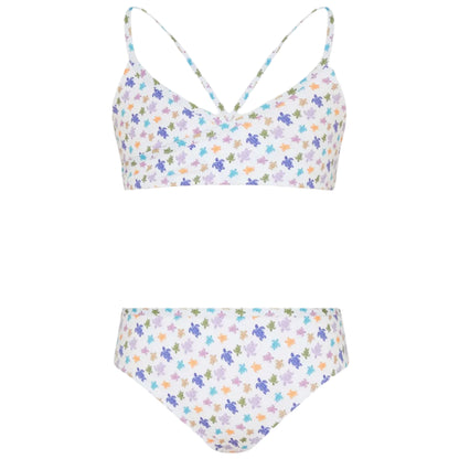 Turtle-patterned bikini set on a white background