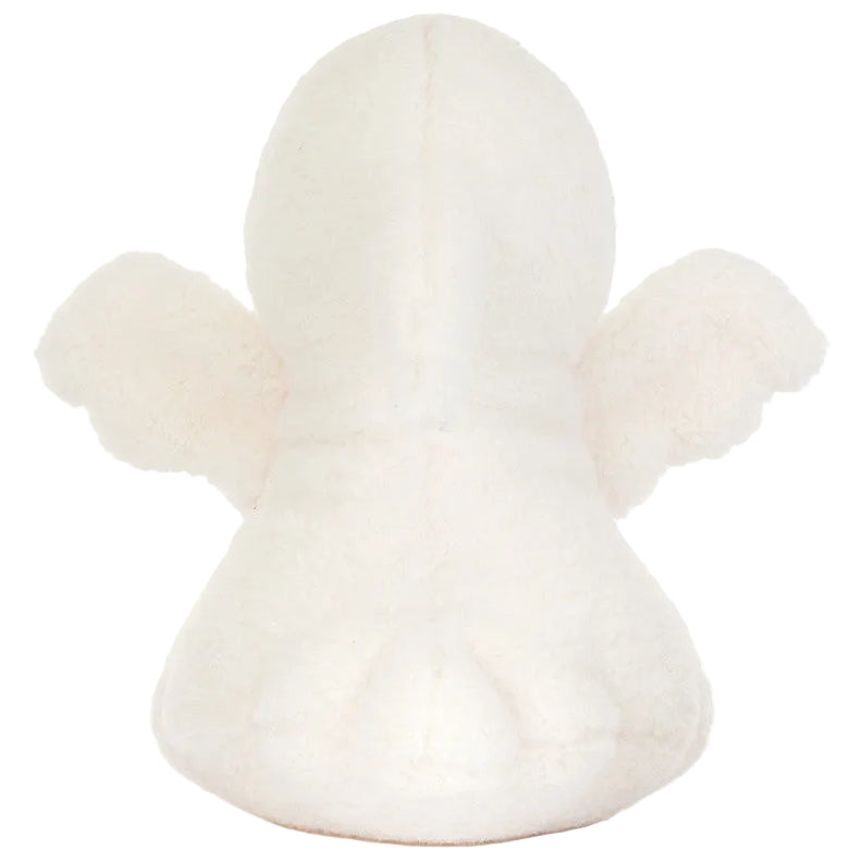 A soft white Jellycat Ghost Bob plush toy, shaped like an angel with two outstretched wings and no visible facial features, brings a whimsical touch to any collection.