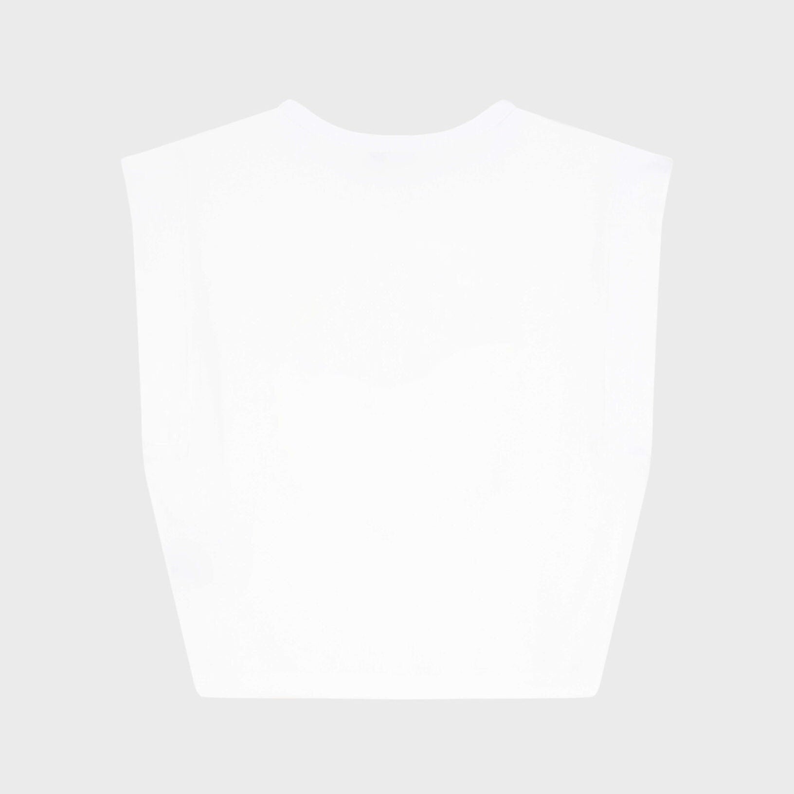 A Vilebrequin Girls' Mini Turtle Tee with a simple white design and wide shoulders, shown against a light gray background.