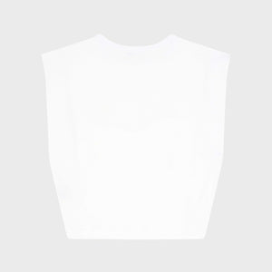 A Vilebrequin Girls' Mini Turtle Tee with a simple white design and wide shoulders, shown against a light gray background.