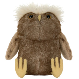 The Tawoola Owl by Jellycat has soft brown fur, beige wings and feet, round black eyes, and white tufts—ideal for gifts or any Jellycat collection.