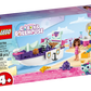 The LEGO® Gabby & MerCat's Ship & Spa set 10786 from the Legos - Toyhouse Gabby's Dollhouse series includes buildable figures and accessories, featuring MerCat’s Ship and spa. It is designed for children ages 4 and up, but contains small parts that pose a choking hazard for children under 3.