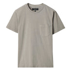 The Rag & Bone Garment Dye Classic Pocket Tee is a light gray, short-sleeve cotton t-shirt with a round neck and chest pocket, shown on a white background.