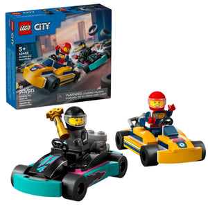 The LEGO® Go-Karts & Race Drivers set from Legos - Toyhouse includes two toy go-karts and driver minifigures, making it ideal for exciting LEGO racing adventures. With the winner's trophy up for grabs, every race brings the feeling of a victory lap right into the heart of LEGO City. The box doubles as a creative backdrop for limitless fun.