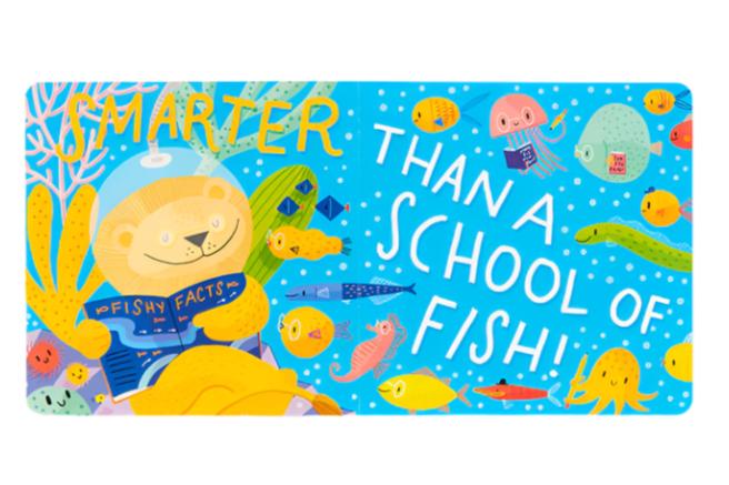 Illustrated cover featuring a bear in a diving helmet amidst colorful sea creatures, with the text "Fishy Facts" and "Smarter Than a School of Fish!" Celebrate knowledge and fun learning moments for both little ones and Grandpa with Abrams' delightful board book, *My Grandpa Is Grand!*