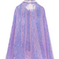 A shimmering, lightweight Great Pretenders Sequins Cape in lilac color on a mannequin against a white background.