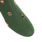 A close-up of the toe of the Pine Green Bourbon Bottles Mid Calf Sock by Dapper Classics, featuring a breathable fabric with small embroidered bourbon bottles and mugs, shown on a white background.