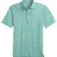 A Johnnie-O Huronn Featherweight Polo in green, featuring short sleeves, a collar with three buttons on the placket, and UPF 50 sun protection.