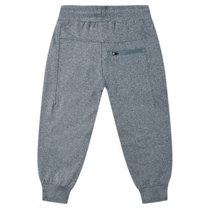Back view of the Boys' Century Tech Jogger by Rylee & Cru, featuring a relaxed fit, elastic waistband, side pockets, and a zippered back pocket, laid flat on a white background.