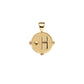 The Jane Win Letter Pendant Satellite Necklace Collection features a 14k gold round pendant engraved with an "H" and star on a smooth background, suspended from a delicate beaded satellite chain. A timeless, personalized piece.