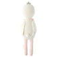 Harlow the Swan - Little 13" from Cuddle + Kind is a stuffed knit doll with a crown, white wings, pink legs, and a small tail—seen from the back, ready to take flight on brave wings.
