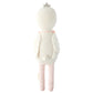 Harlow the Swan - Regular 20" by Cuddle + Kind is a knitted plush doll with a small crown, lace wings, and pink legs, seen from the back—ready to soar or dance with brave wings.