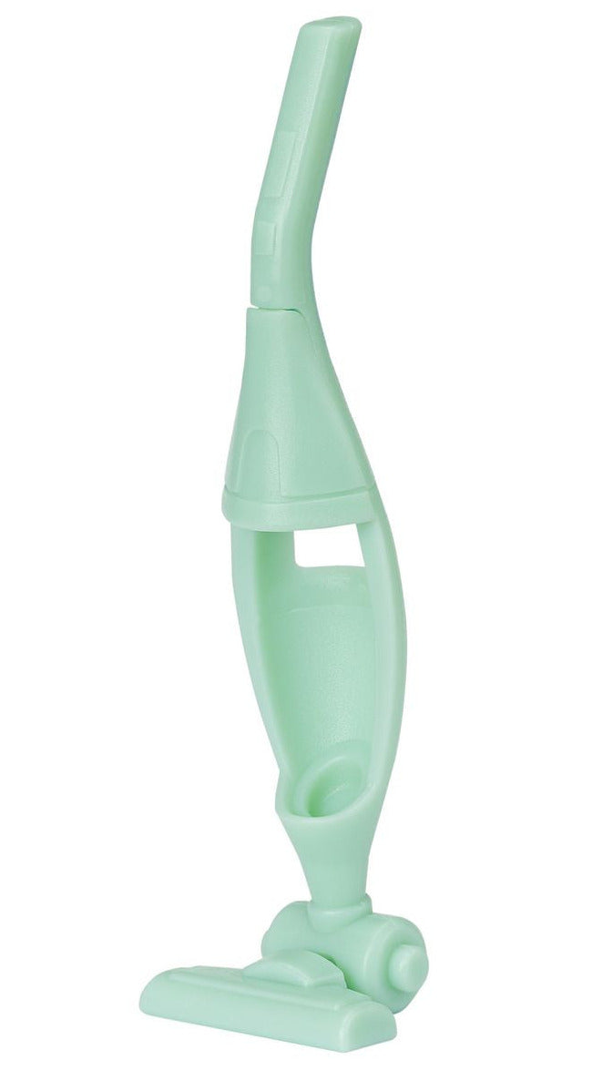 A small, light green plastic toy vacuum cleaner with a simple, smooth design and minimal detailing from the Calico Critters Playful Starter Furniture Set—perfect for imaginative play or as part of an interactive toys furniture collection.