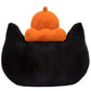 A large, plush pillow named the Jellycat Jack Head by Jellycat features a design of an ink-black cat's back adorned with a playful pumpkin pattern reminiscent of a jelly crown.