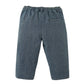 Back view of Gingersnaps Baby Boys' Denim Pants in dark blue, featuring an elastic waistband and a single back pocket, laid flat on a white background.
