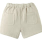 Gingersnaps Baby Boys' Marlow Drawstring Shorts with Contrast Stitching, shown flat from the back, feature an elastic waistband and two square back pockets—ideal casual shorts for everyday comfort.