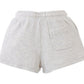 The Gingersnaps Baby Boys' Eobard Waffle Knit Drawstring Shorts feature a light grey fabric, elastic waistband, and a single front patch pocket, shown against a white background.
