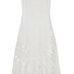 The Annabella Soutache Dress by Simkhai is a sleeveless white linen-blend dress featuring thin shoulder straps and subtle soutache embroidery on the lower half.