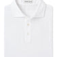 The Peter Millar Crown Comfort Polo, made from soft pima cotton, is neatly folded and features a collar with a classic three-button placket, plus a small neck tag.